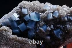 Nouvelles Variétés Clear Blue Cube Fluorite Crystal Cluster Mineral Specimen 577g