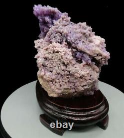 Purple Aaa Botryoidal Chalcedony Grape Agate Crystal Cluster + Stand 1240g