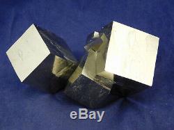 Quatre! 100% Naturel Enlacés Pyrite Cristal Cubes Dans Un Grand Cluster! Espagne 395gr