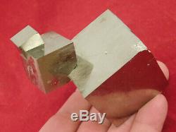Quatre! 100% Naturel Enlacés Pyrite Cristal Cubes! Dans Un Immense Cluster Espagne 464gr