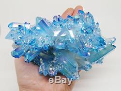 Rare Huge Blue Aqua Angel Aura Quartz Cristal Cluster Rainbow Healing Pagan 726g