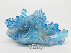 Rare Huge Blue Aqua Angel Aura Quartz Cristal Cluster Rainbow Healing Pagan 726g