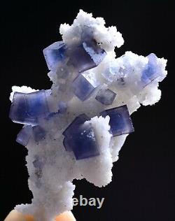 Rare Naturel Clair Cube Bleu Fluorite Crystal Cluster Minéral Spécimen 16g