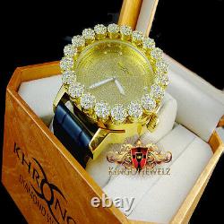 Real Diamond Mens Khronos Joe Rodeo Yellow Gold Finish Cluster Bezel Iced Watch