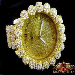 Real Diamond Or Jaune Finition Hommes Khronos Joe Rodeo Cluster Lunette Montre Iced