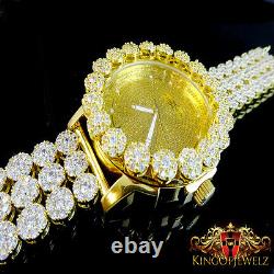 Real Diamond Or Jaune Finition Hommes Khronos Joe Rodeo Cluster Lunette Montre Iced