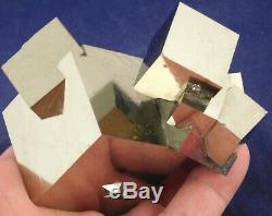 Sept! 100% Naturel Enlacés Pyrite Cristal Cubes! Dans Une Grande Grappe Espagne 599gr