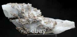 Silver Native Rare Sur La Grappe Cristalline De Calcite Spécimen Minéral Naturel Morocco