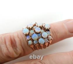 Somptueux Vintage 14k Rose Gold Crystal Opal Five Band Stack / Harem Ring Size 6