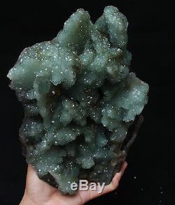 Spécimen Minéral En Grappes De Cristaux De Quartz Quartz Vert Fluorite Vert Naturel, 7.26lb