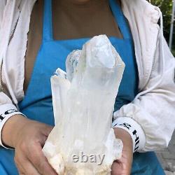 Spécimen de grappe de cristal de quartz blanc transparent naturel de 4 lb guérison