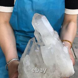 Spécimen minéral de cristal de quartz naturel et transparent de 1930g pour décoration en grappe de cristaux