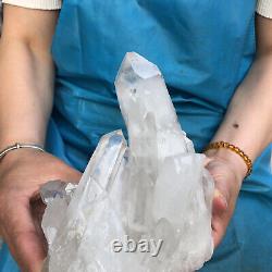 Spécimen minéral de cristal de quartz naturel et transparent de 1930g pour décoration en grappe de cristaux