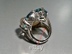 Stephen Dweck Sterling Silver Blue Quartz, Moonstone, Ring Turquoise Taille 5