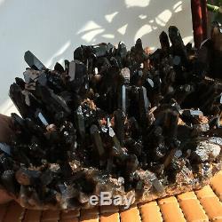 Top Grand Rare Naturel Noir Cristal Quartz Cluster Minéral Spécimen 290mm 4540g