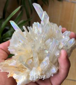 Unique Angel Aura Quartz Cluster Crystal Crystal Rainbow # Platine