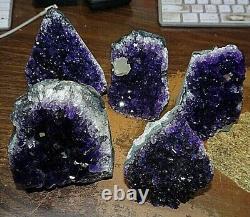 Vente En Gros Lot De 5 Améthyste Crystal Cluster Geode De La Cathédrale D’uruguay