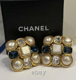 Vintage Chanel Strass Cristal Grippoix Perle Boucles D'oreilles 4 Collier/sautier/vêtement